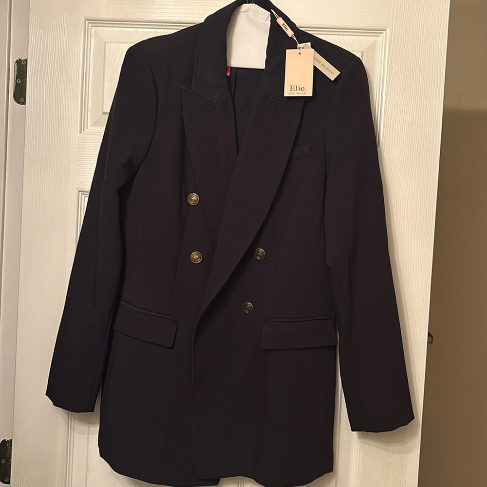 Elie Tahari Black Double Breasted Suit Separates Jacket